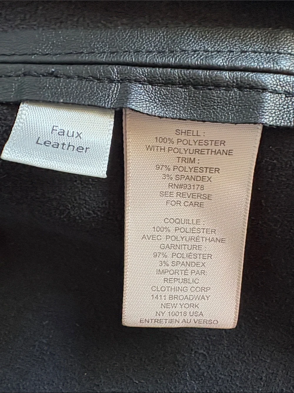 Philosophy Black Faux Leather Jacket with Draped Front Size L